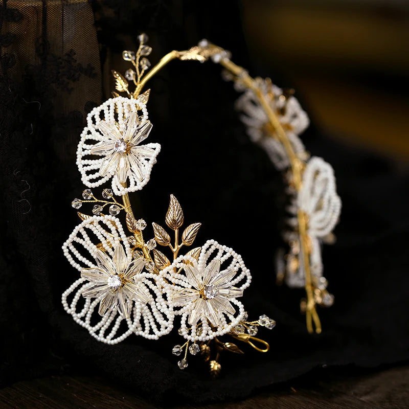 Flower Wedding Hairbands Headbands Women Headpieces Headwear For Brides Girl Women Tiara Crown Hair Accessories Bridal Jewelry