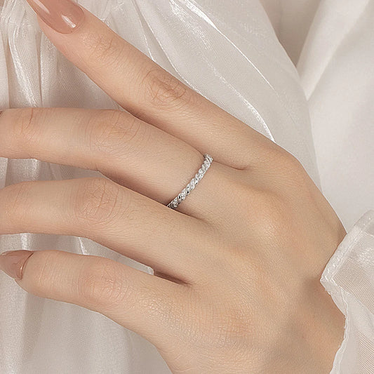 PERFANY All Moissanite Ring Women's 100% Pure Silver Twisted Pattern Design GRA Laboratory Diamond Wedding High End Jewelry