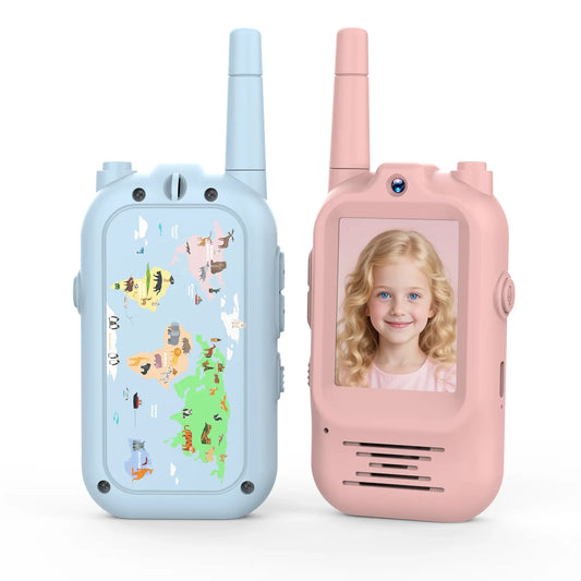 Video Walkie Talkie Kids Rechargeable 2 Pack Intercom Walkie-talkies One-Click Call Child Video Intercom Cute Map 2 Inch Screen