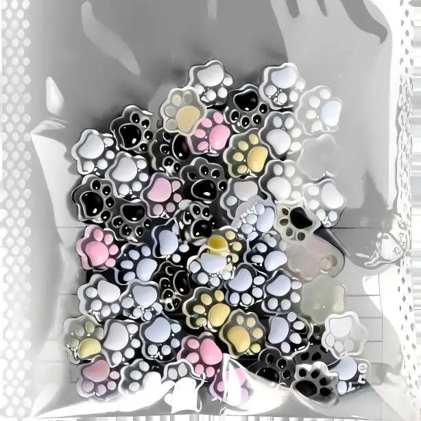 50Pcs 3D Luminous Cat's Paw Nail Charms Cute Resin Cat Paws Y2K Nail Art Decorations DIY Hair Clip Crafts