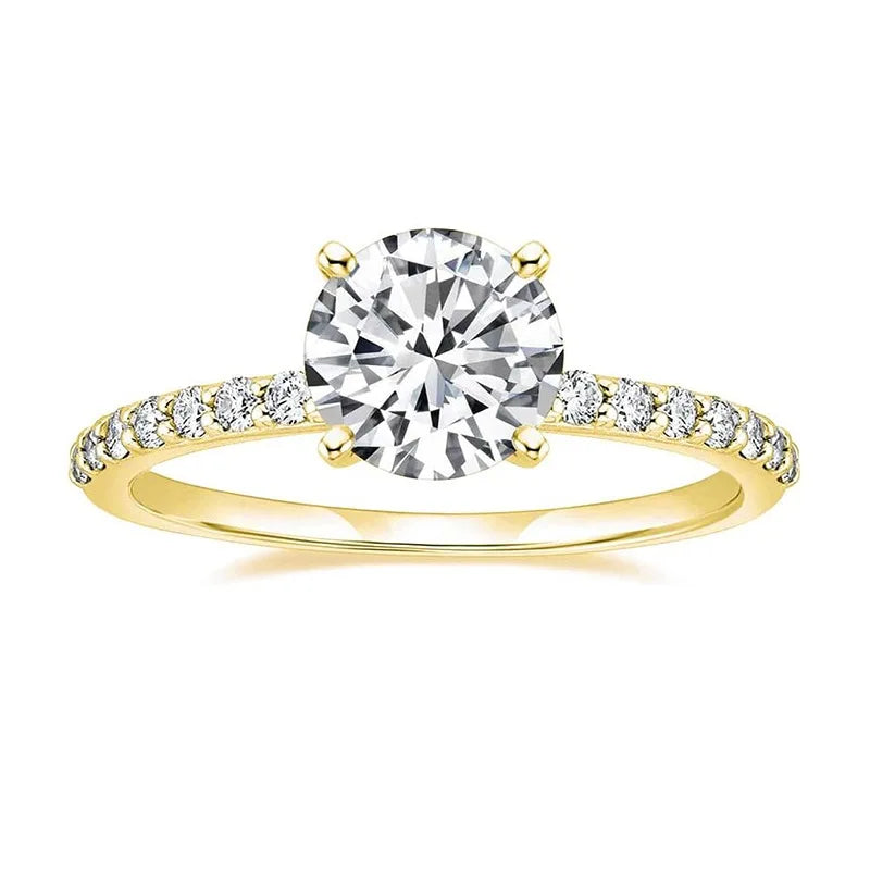 Lnngy Certified 8mm 2ct Moissanite Solitaire Ring 14K Gold Filled Engagement Rings For Women Wedding Party Jewelry Gift