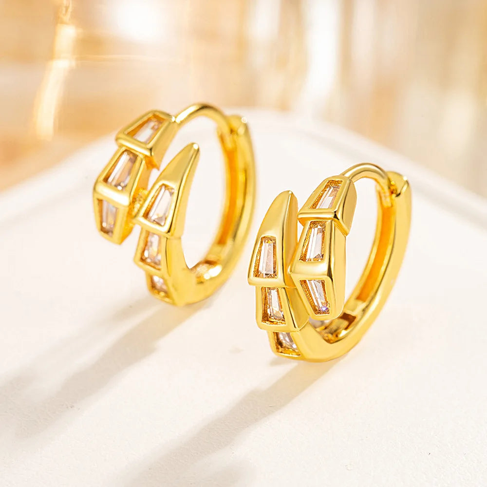 925 Sterling Silver Fashion Minimalist Geometric Snake Earrings Birthday Party Anniversary Gift