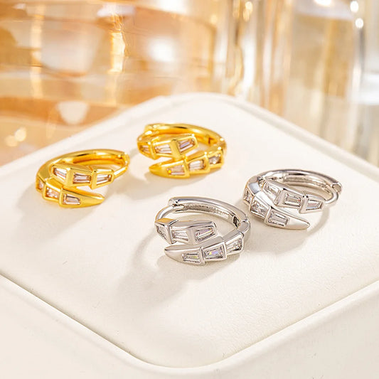925 Sterling Silver Fashion Minimalist Geometric Snake Earrings Birthday Party Anniversary Gift