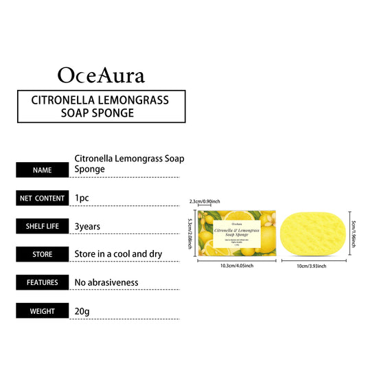 Citronella Lemongrass Soap Sponge Deep Cleansing Exfoliating Reusable Lather Enhancing Dead Skin Removing Body Cleanser Sponge