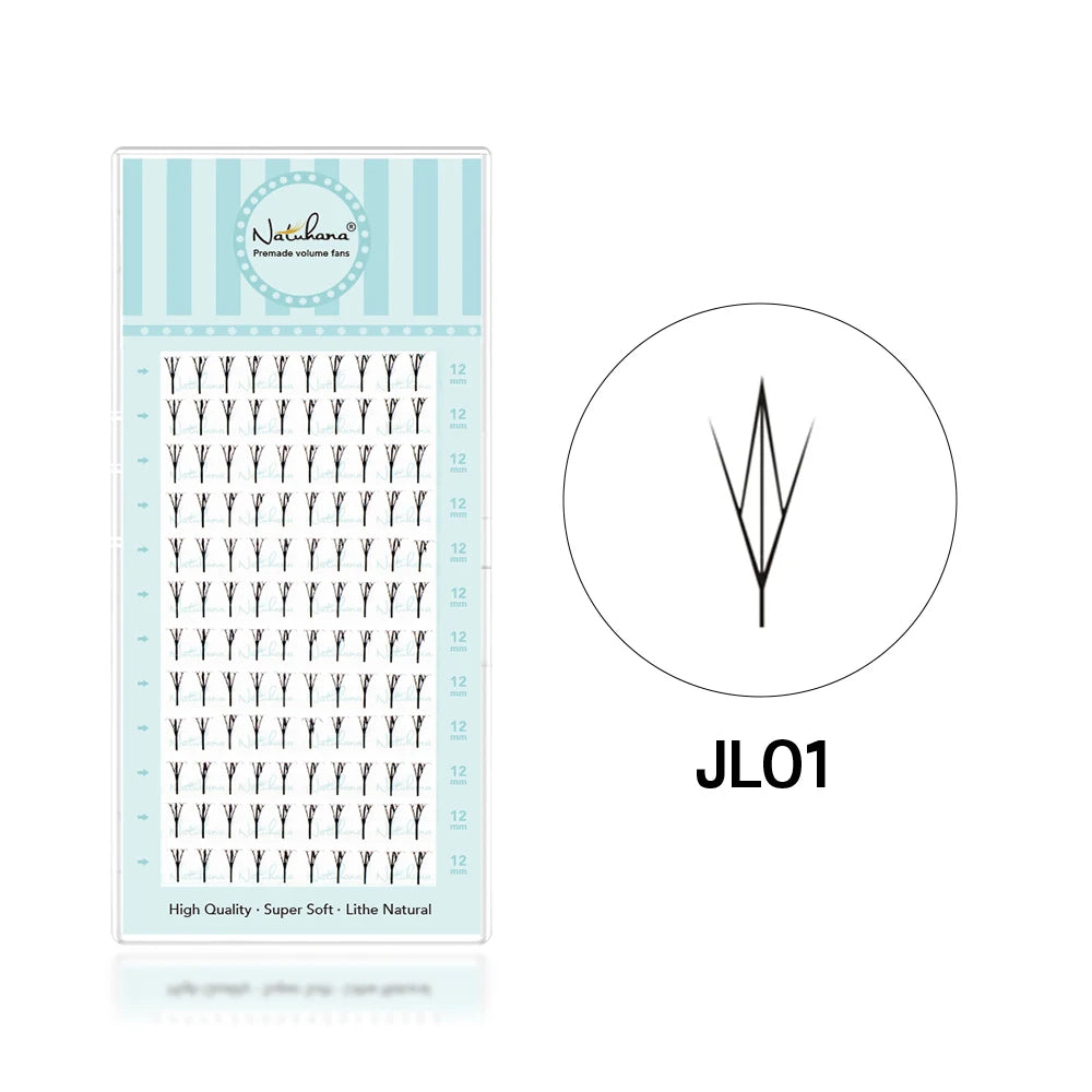NATUHANA Narrow Spiky Premade Fans Fairy Wings Eyelash Extensions Anime Manga Style Soft Wispy Volume Lashes DIY Salon