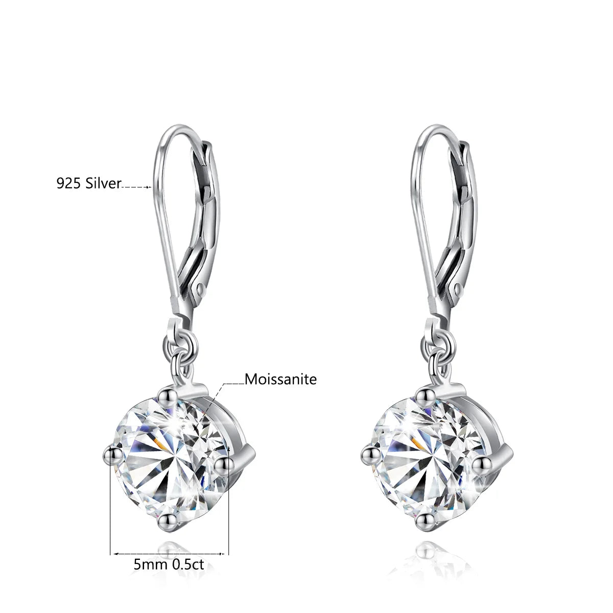 Redwood Brand Total Is 2.4ct 7mm Round Cut Moissanite Drop Earrings With Certificate Wedding Partry Jewelry For Women Trend Gift