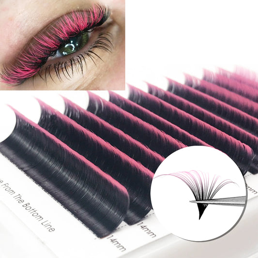 0.07mm Ombre Easy Fan Lashes Extension C/D Curl Wispy Natural Soft Gradient Pink/Blue/Green/Purple Volume Fans Silk Mink Lashes