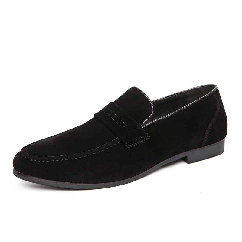 Suede Leather Oxfords Shoes For Men Loafers Casual Slip On Luxury Men Dress Shoes Office Wedding Party Shoes Man Moccasins Black