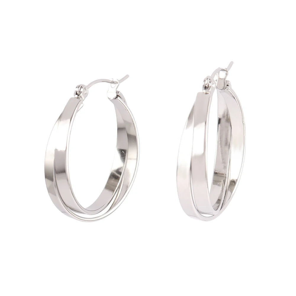 316L Stainless Steel Hoop Huggies Earrings For Women Exaggerated Texture Studs Earrings Girl Geometric Daily Jewelry Gifts