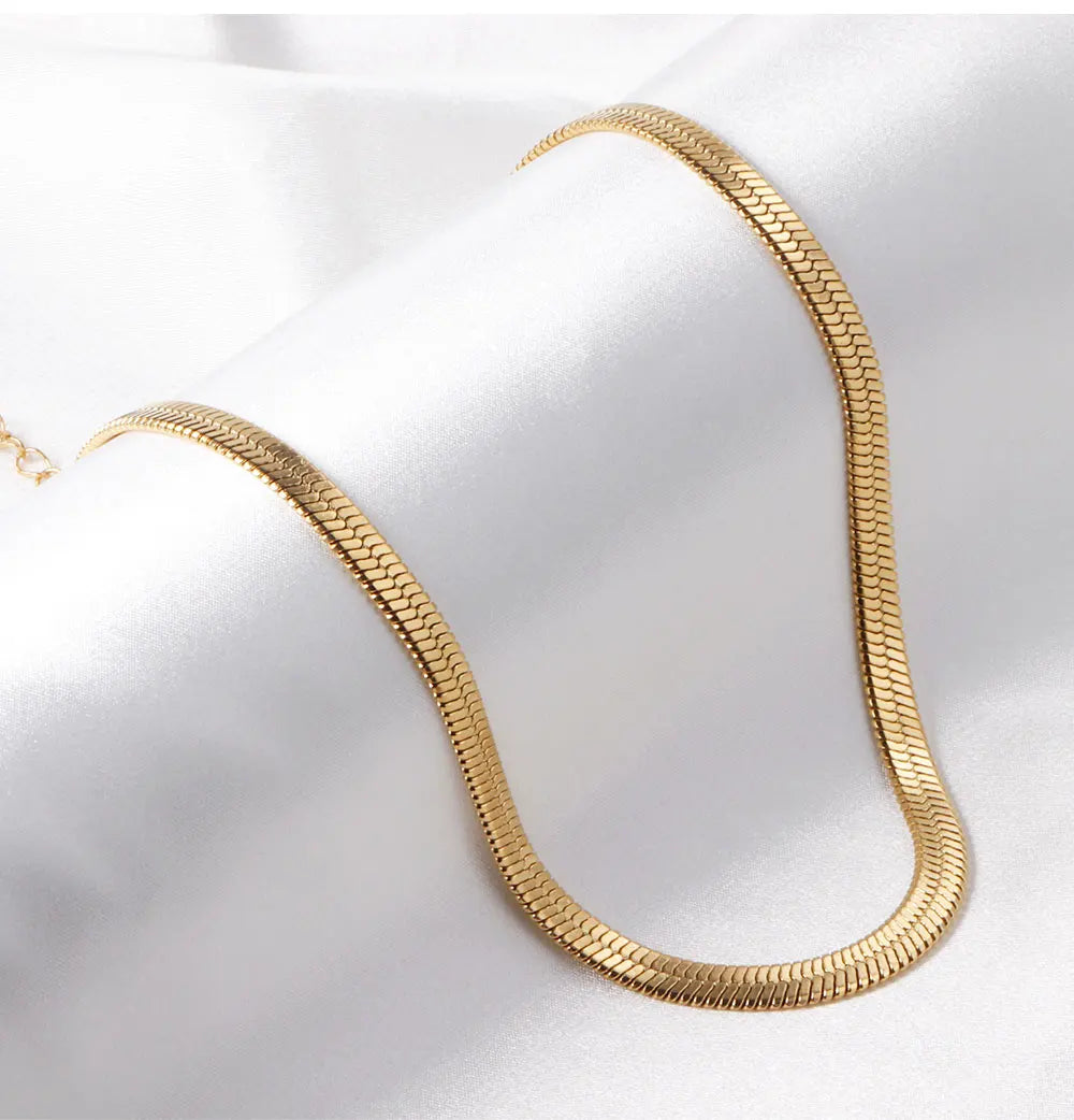 Blade Snake Chain Stainless Steel Necklaces Unisex Men Choker Width 2/4/5mm Herringbone Necklace For Women Jewelry Party Gifts