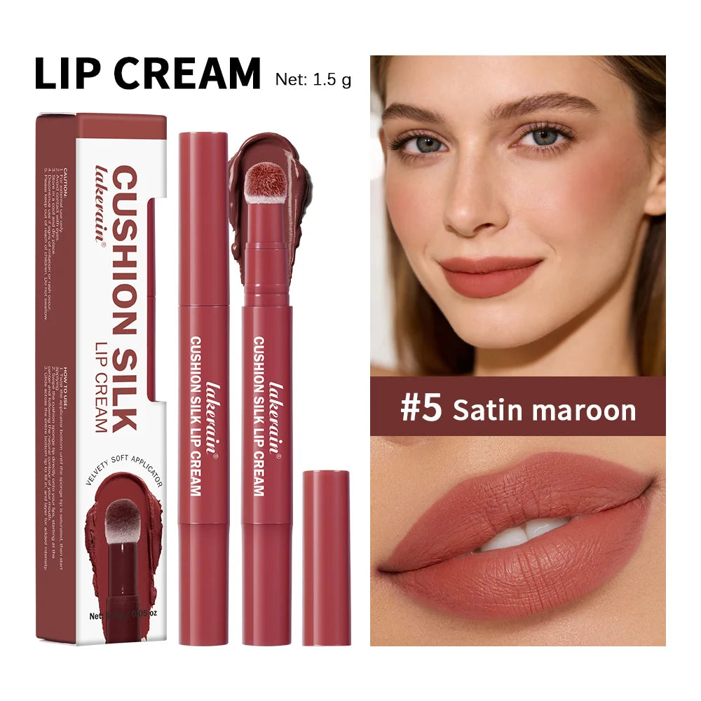 Cushion Silk Lip Cream Long Lasting Wear Waterproof Non Transfer Formula Matte Velvety Finish Lip Glaze Natural Cosmetics