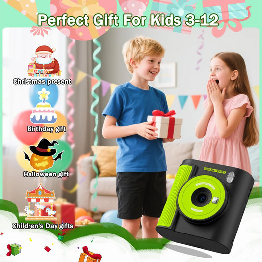 INOCTI Kids Print Camera, Toddler Digital Camera, Three printing paper&32G Card, for Girls Boys Christmas Birthday Gifts