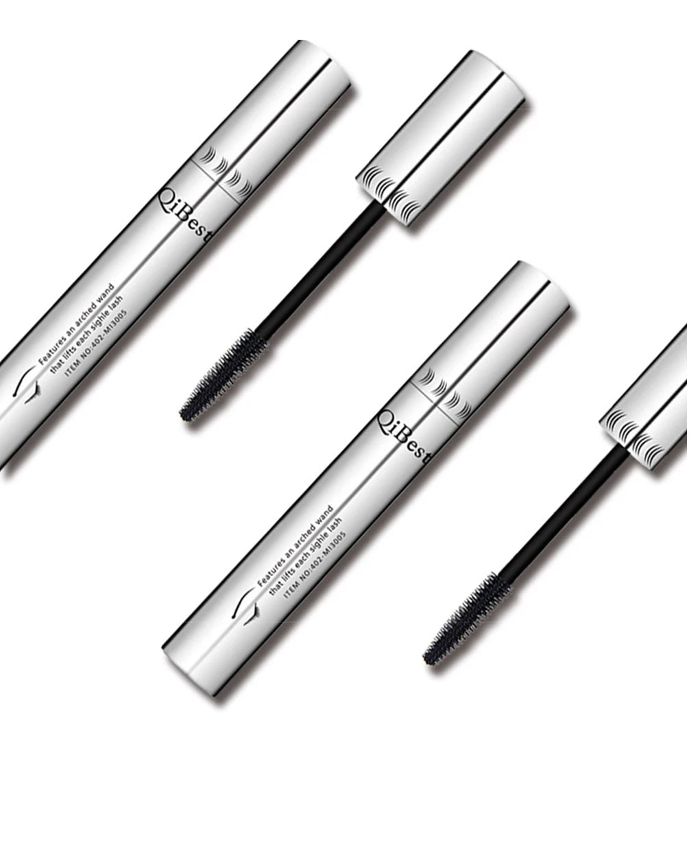 QIBEST 2 Pack Silk Fiber Eyelash Black Mascara Waterproof Lasting Eyelash Extension Thick Lift Lengthening Eyelash Mascara