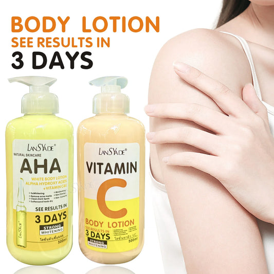 500ml Whitening Body Cream Hydroxy Acids Vitamin C&E Moisturizing Lightening Body Lotion Skin Care Remove Acne Marks