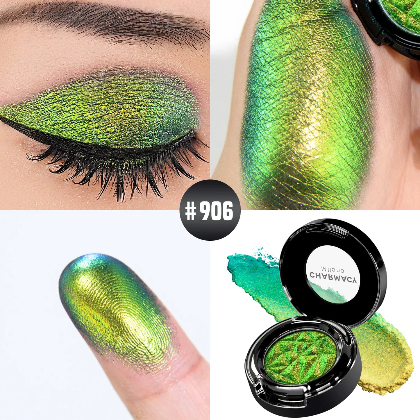 CHARMACY Multichrome Glitter Eyeshadow Set with Primer Long-lasting High Chrome Pigment Eye Shadow Cosmetic Makeup for Women