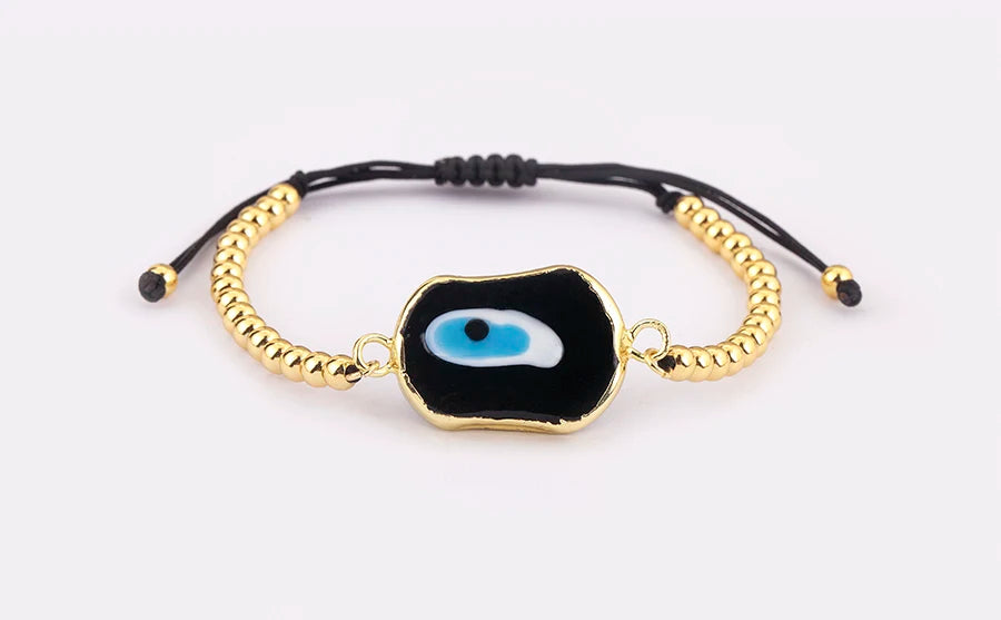 Nidin New Creative Design Evil Eye Charm Chain Bracelets Adjustable 7 Colors For Women Birthday Party Jewelry Accessories Gifts