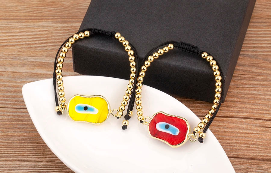 Nidin New Creative Design Evil Eye Charm Chain Bracelets Adjustable 7 Colors For Women Birthday Party Jewelry Accessories Gifts