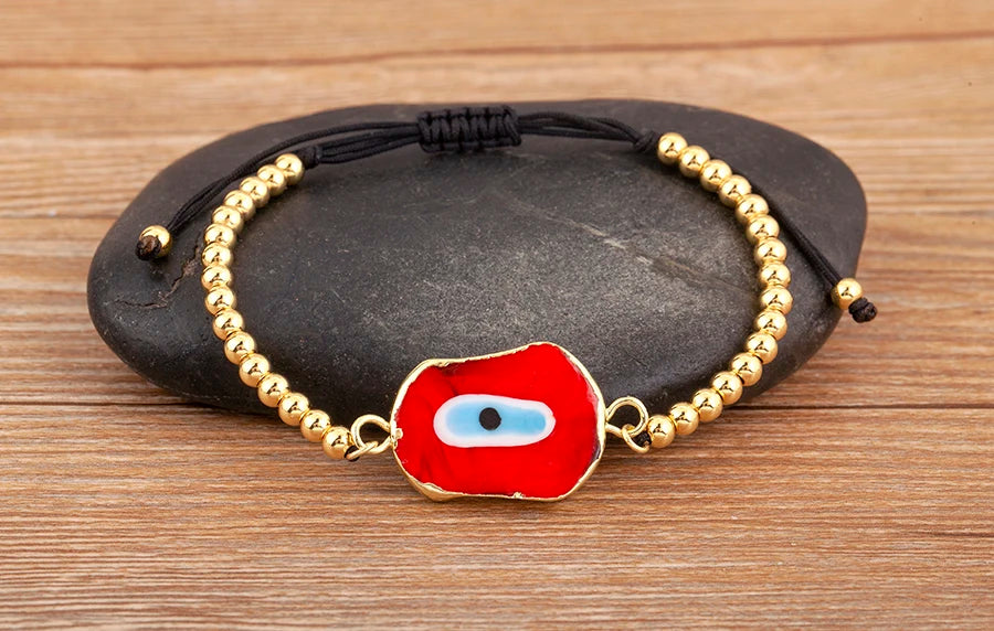 Nidin New Creative Design Evil Eye Charm Chain Bracelets Adjustable 7 Colors For Women Birthday Party Jewelry Accessories Gifts