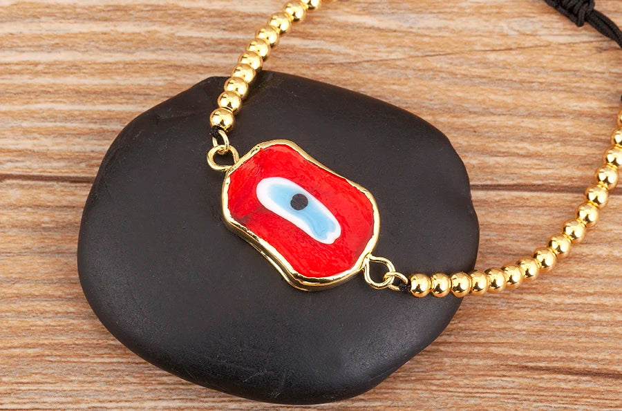 Nidin New Creative Design Evil Eye Charm Chain Bracelets Adjustable 7 Colors For Women Birthday Party Jewelry Accessories Gifts