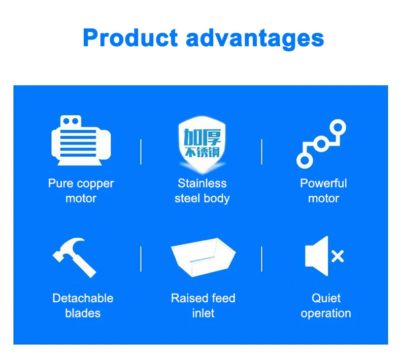 Commercial Electric Meat Slicer Cutter Stainless Steel Automatic Vegetable Cutting Grinder Machine Minced Meat Mincer EU US Plug