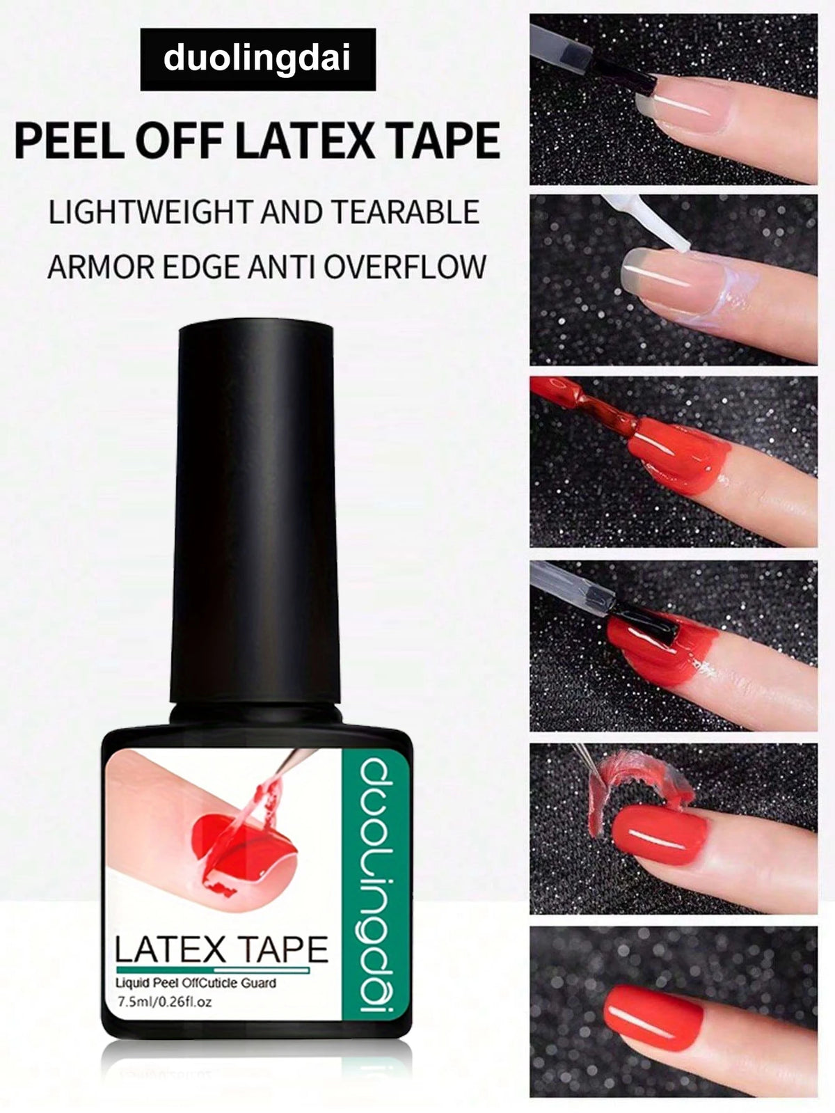 7.5ml Peel-Off Nail Barrier Liquid - Anti Overflow Latex Tape for Gel & Nail Polish, Quick Dry, Cuticle Protector, Easy Clean Up