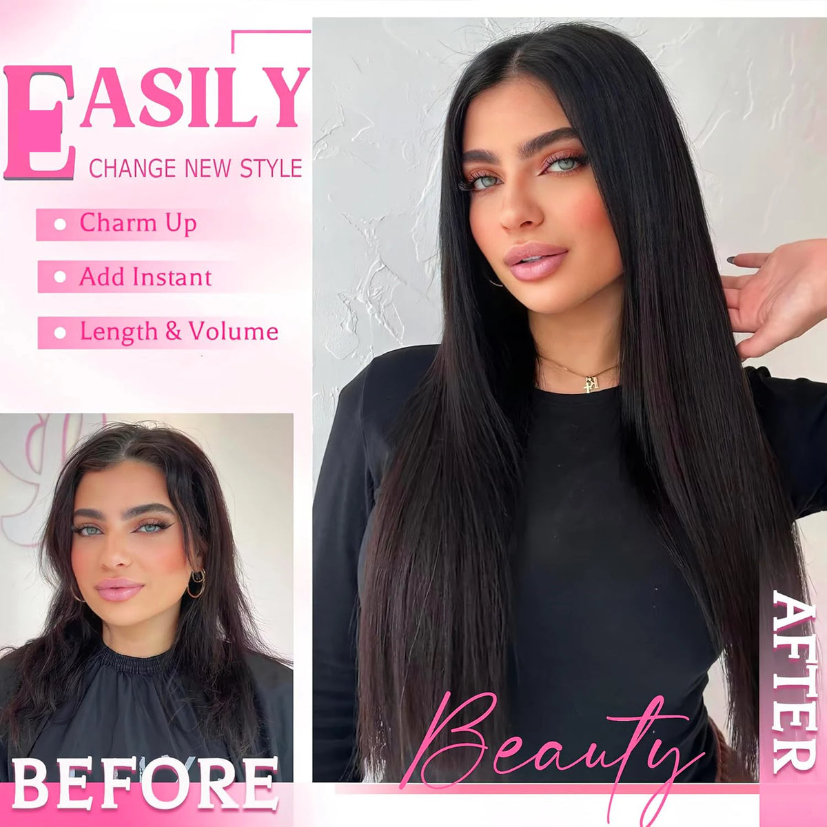 8pcs Brazilian Human Hair Clip-In Extensions Straight Natural Black Hair Extensions 100% Human Hair Clip-In with 18 Clips 120G