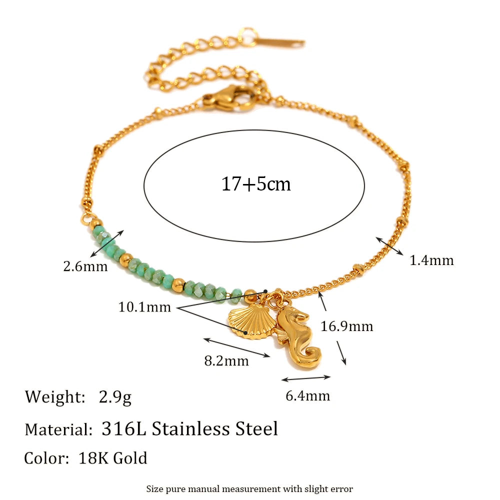 E.B.belle Stainless Steel Exaggerated OT Buckle Round Eye Pendant Bracelet 18K Gold Plated Women Girls Statement Jewelry