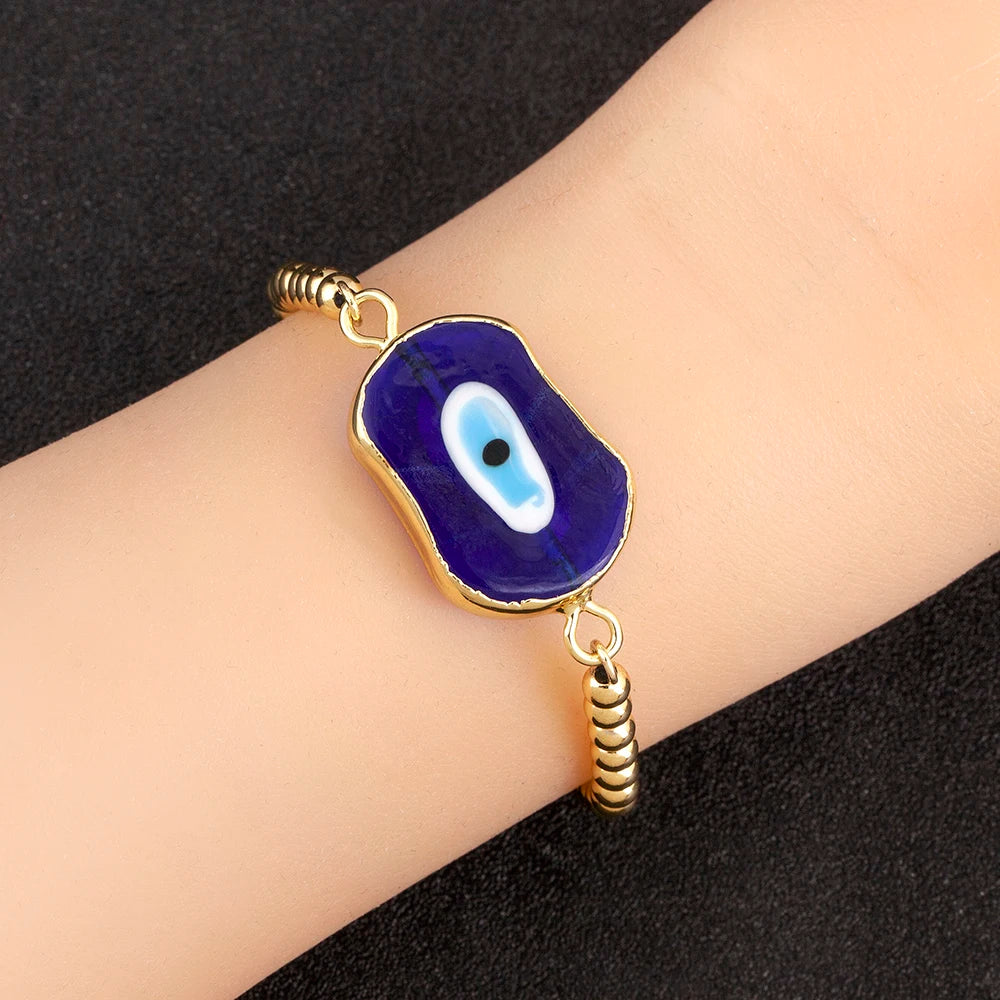 Nidin New Creative Design Evil Eye Charm Chain Bracelets Adjustable 7 Colors For Women Birthday Party Jewelry Accessories Gifts