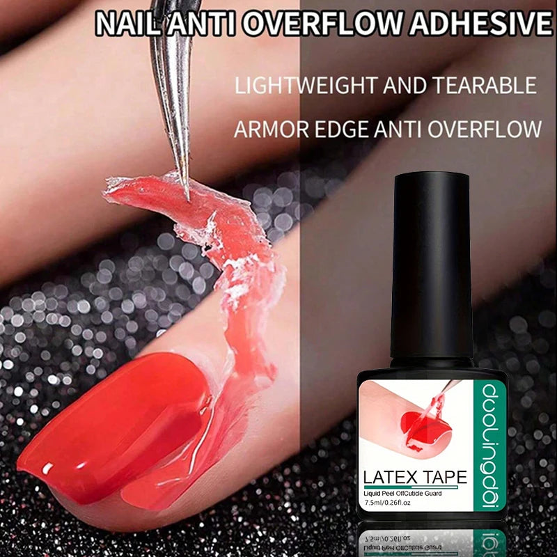 7.5ml Peel-Off Nail Barrier Liquid - Anti Overflow Latex Tape for Gel & Nail Polish, Quick Dry, Cuticle Protector, Easy Clean Up
