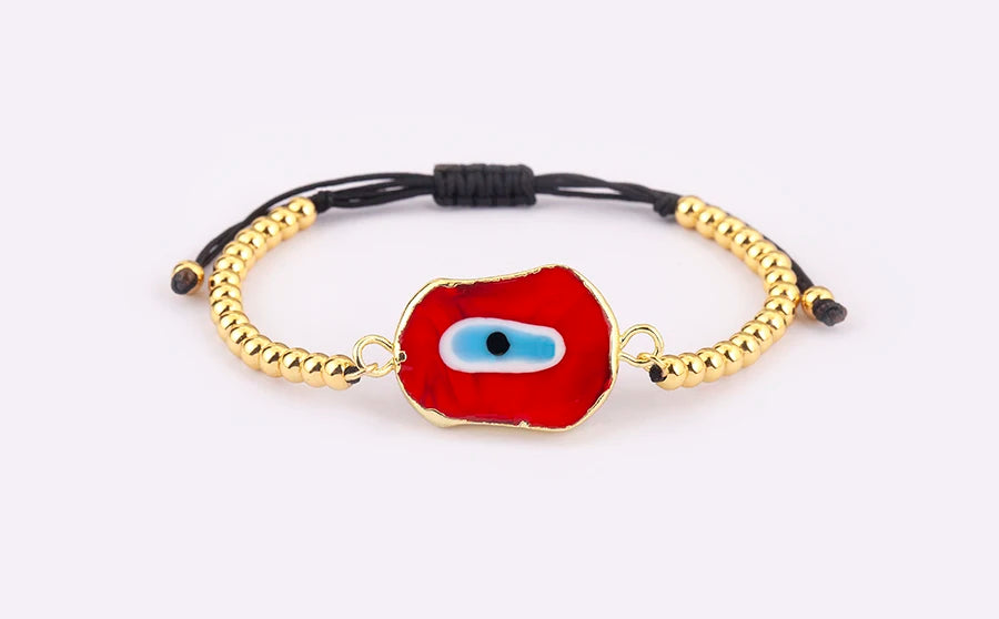 Nidin New Creative Design Evil Eye Charm Chain Bracelets Adjustable 7 Colors For Women Birthday Party Jewelry Accessories Gifts