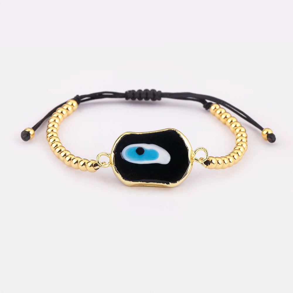Nidin New Creative Design Evil Eye Charm Chain Bracelets Adjustable 7 Colors For Women Birthday Party Jewelry Accessories Gifts