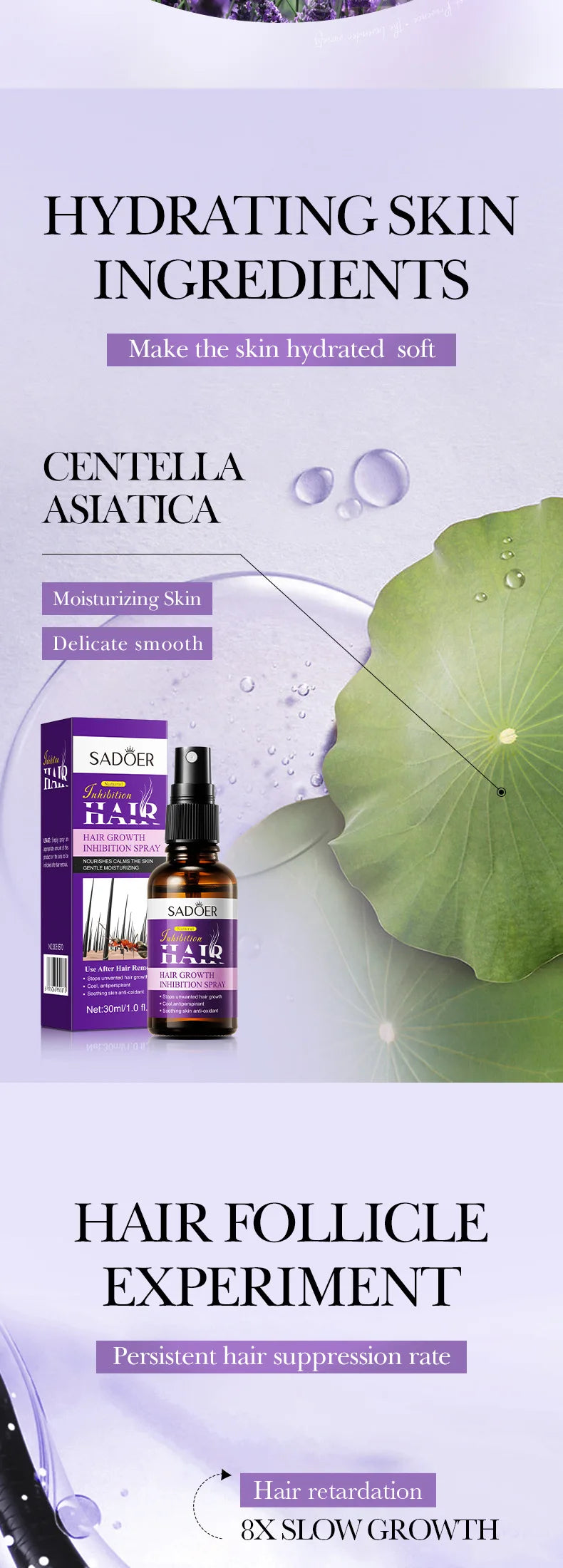 30ml Painless Hair Inhibiting Spray Serum Allantoin Lupine Extract For Underarm Leg Hair Removal Gentle Soothing Daily Body Care