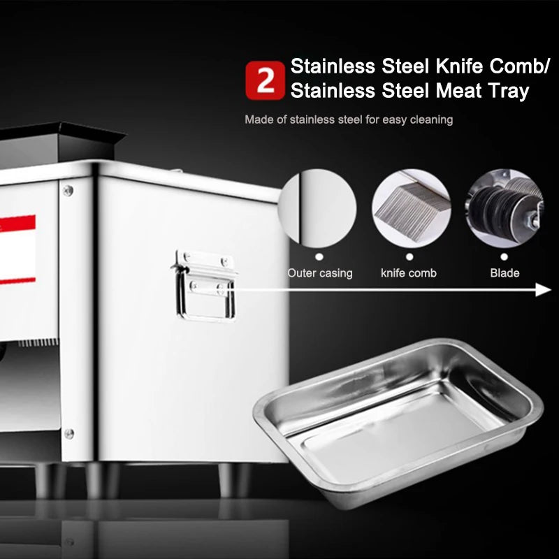 Commercial Electric Meat Slicer Cutter Stainless Steel Automatic Vegetable Cutting Grinder Machine Minced Meat Mincer EU US Plug