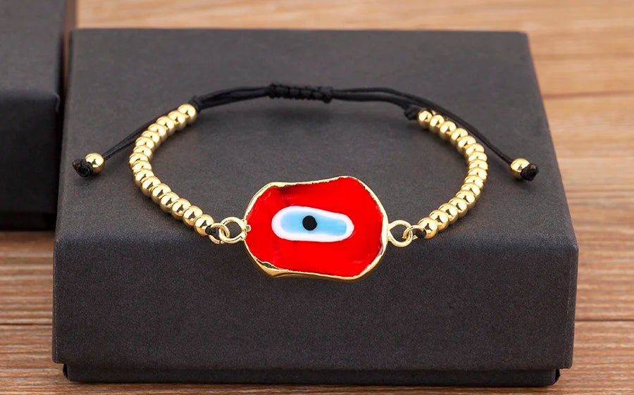 Nidin New Creative Design Evil Eye Charm Chain Bracelets Adjustable 7 Colors For Women Birthday Party Jewelry Accessories Gifts