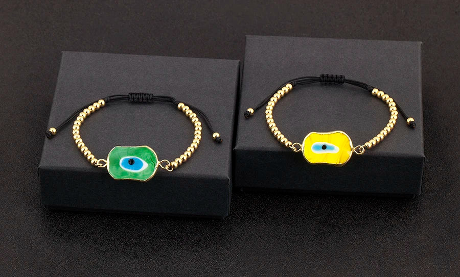 Nidin New Creative Design Evil Eye Charm Chain Bracelets Adjustable 7 Colors For Women Birthday Party Jewelry Accessories Gifts