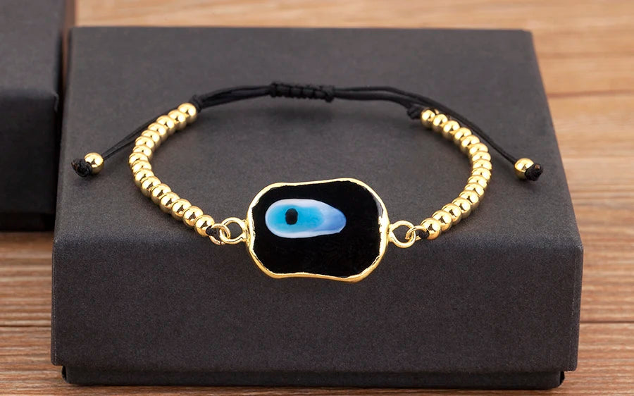 Nidin New Creative Design Evil Eye Charm Chain Bracelets Adjustable 7 Colors For Women Birthday Party Jewelry Accessories Gifts