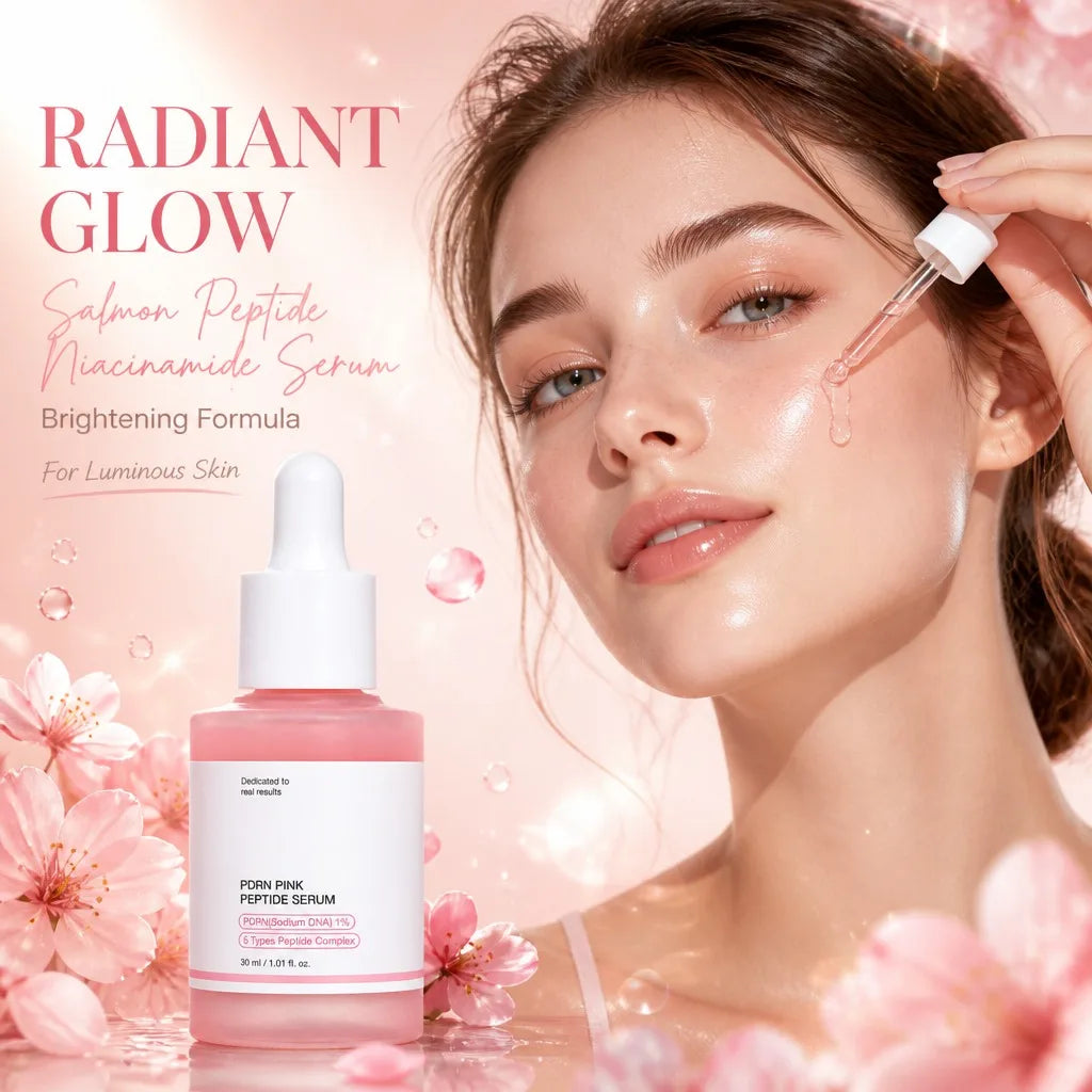 Pink Peptide Serum  Dark Spot Care Even Skin Tone Boosts Elasticity Smooth Firm Niacinamide Bright Essence Korean Makeup