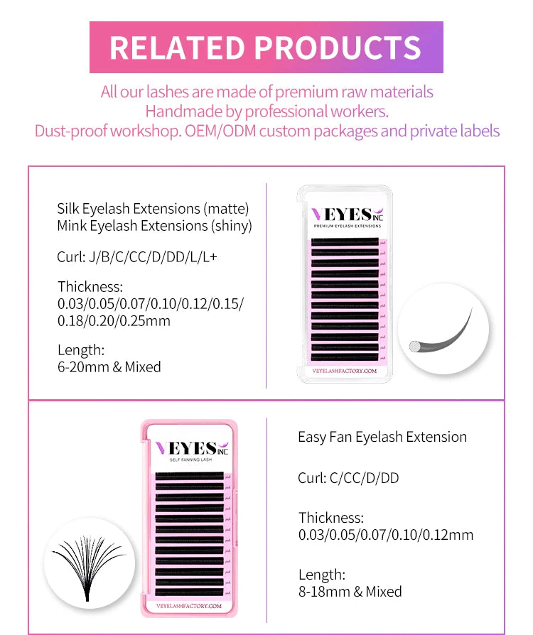 Veyes Inc Individual Eyelash Extensions Faux Mink Matte Lashes 8-20mm Veyelash Professionals Classic Natural Lash Bulk Wholesale