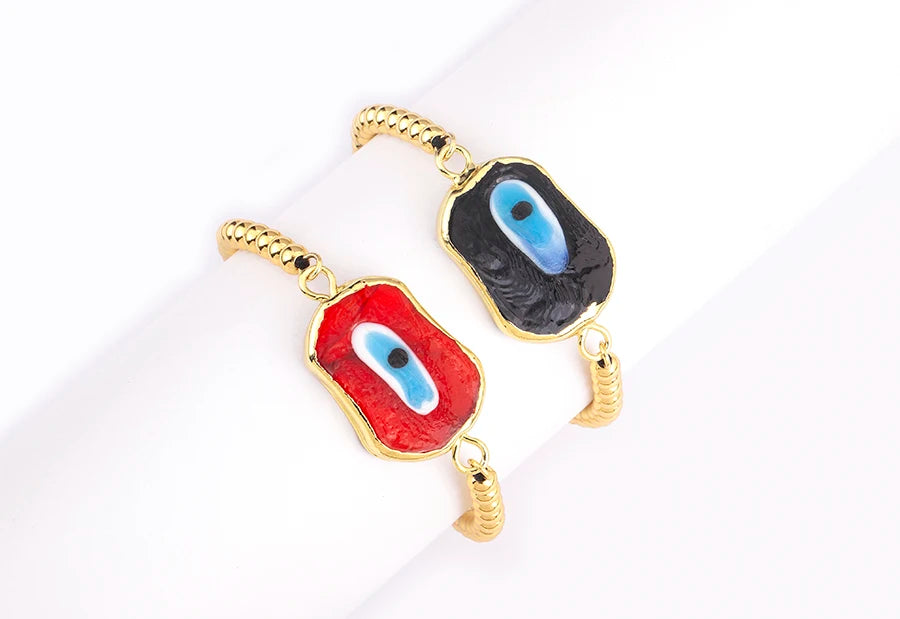 Nidin New Creative Design Evil Eye Charm Chain Bracelets Adjustable 7 Colors For Women Birthday Party Jewelry Accessories Gifts