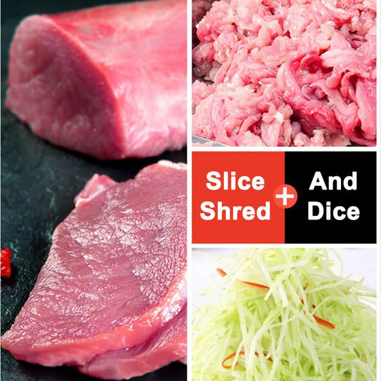 Commercial Electric Meat Slicer Cutter Stainless Steel Automatic Vegetable Cutting Grinder Machine Minced Meat Mincer EU US Plug