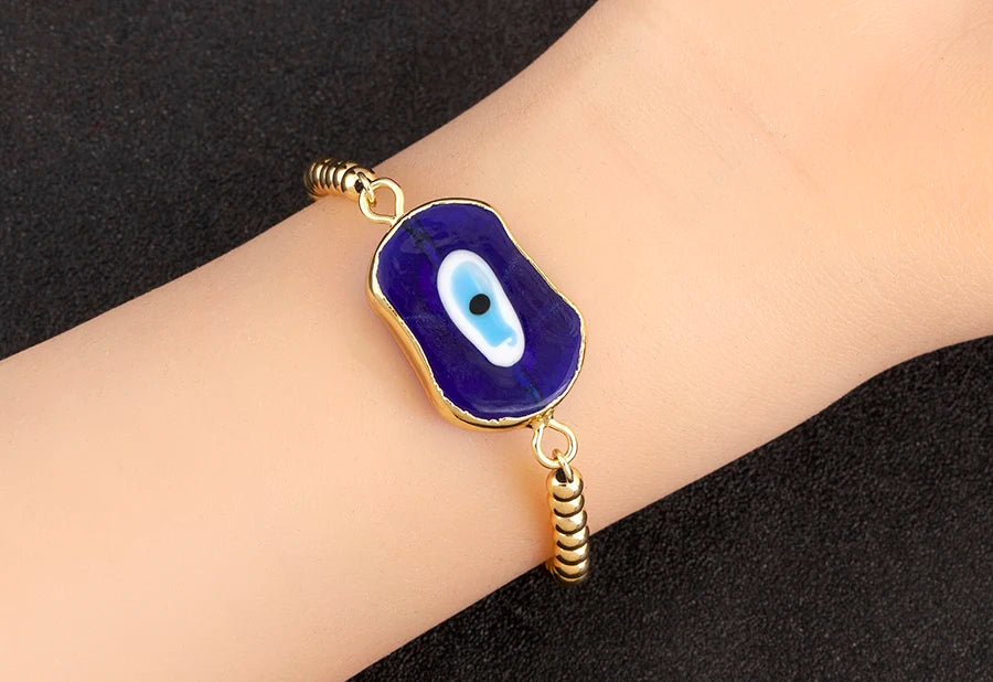 Nidin New Creative Design Evil Eye Charm Chain Bracelets Adjustable 7 Colors For Women Birthday Party Jewelry Accessories Gifts