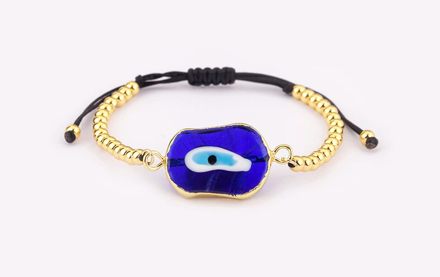 Nidin New Creative Design Evil Eye Charm Chain Bracelets Adjustable 7 Colors For Women Birthday Party Jewelry Accessories Gifts