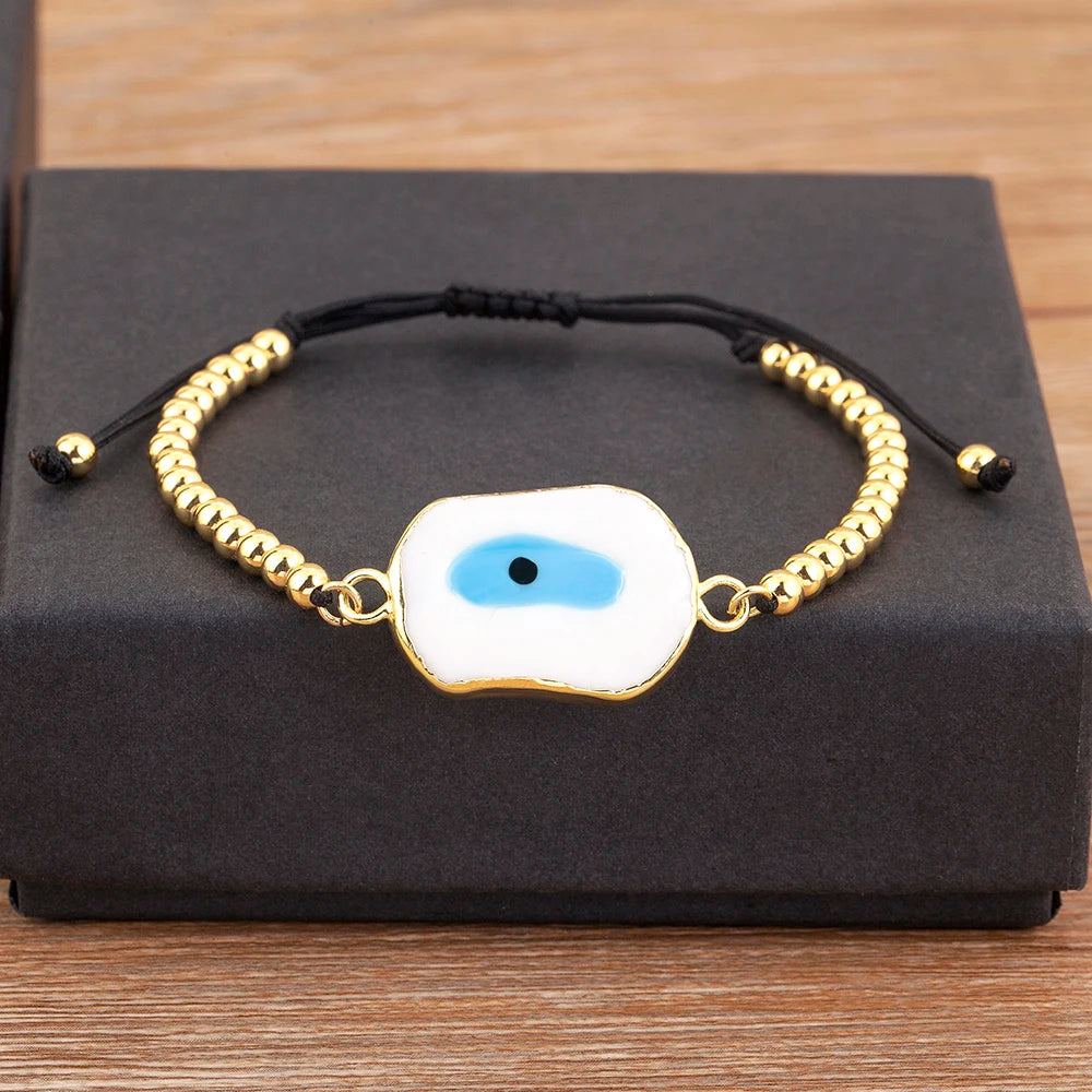 Nidin New Creative Design Evil Eye Charm Chain Bracelets Adjustable 7 Colors For Women Birthday Party Jewelry Accessories Gifts
