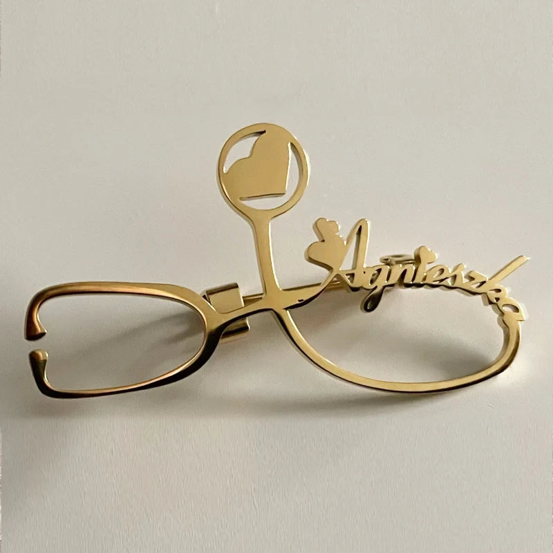 Customized Name Brooch Stethoscope Pin Doctor Nurse Name Stainless Steel Jewelry Fashion Gift For Men Women Daily Accessori