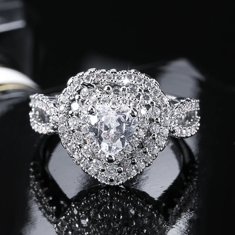 Kinel New 585 Rose Gold Unusual Rings For Women Micro Wax Inlay Spherical Natural Zircon Rings Wedding Trend Wedding Jewelry