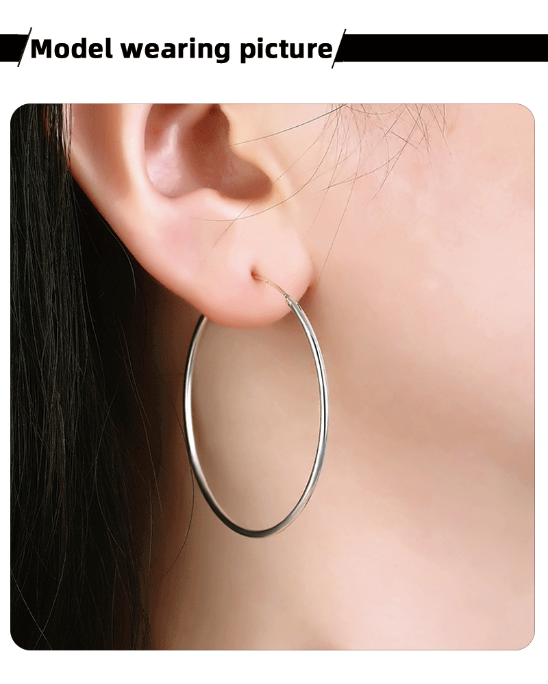 SOMILIA 925 Sterling Silver Platinum Big Hoop Earrings for Women Real Money Jewelry Female Fashion Womens Fine Earrings 10-90mm