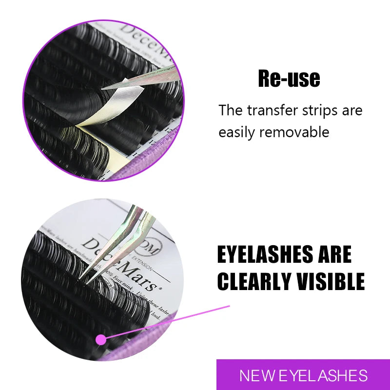 DeceMars Eyelash Extension 16line/Tray Individual  Faux Mink Lash