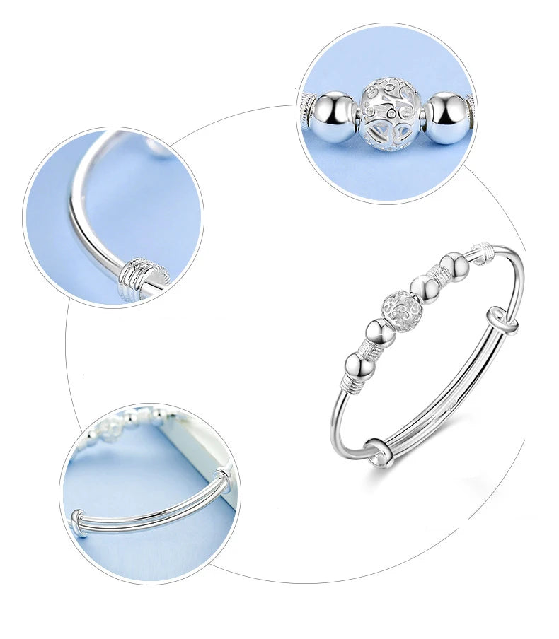 3 Style New 925 sterling silver Lucky Charm Bracelet Cuff Bracelets For Women Bangles Fashion Jewelry Pulseira