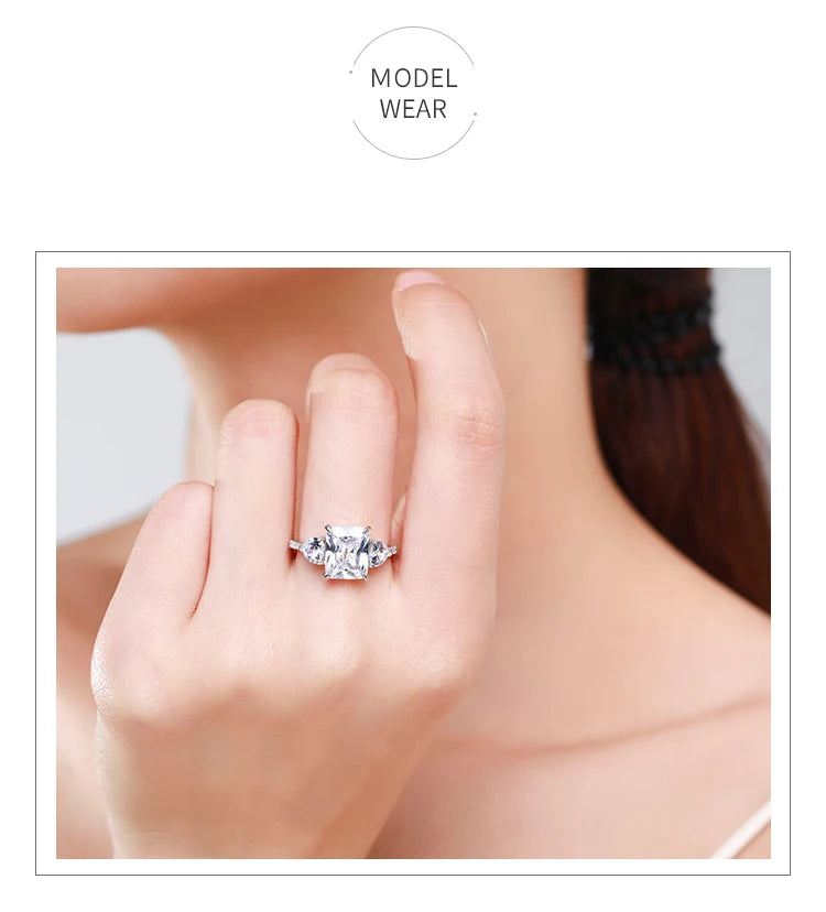 Ailmay Exquisite Luxury Rectangle 3ct  AAAAA CZ Ring 925 Sterling Silver Rings For Women Wedding Engagement Fine Female Jewelry