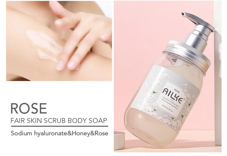 AILKE Bath foam female Whitening brightening  Scrub fragrant   body wash skin care lotion  Exfoliating Shampoo shower Gel spa